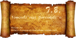 Tomcsányi Barnabás névjegykártya