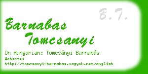 barnabas tomcsanyi business card