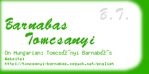 barnabas tomcsanyi business card